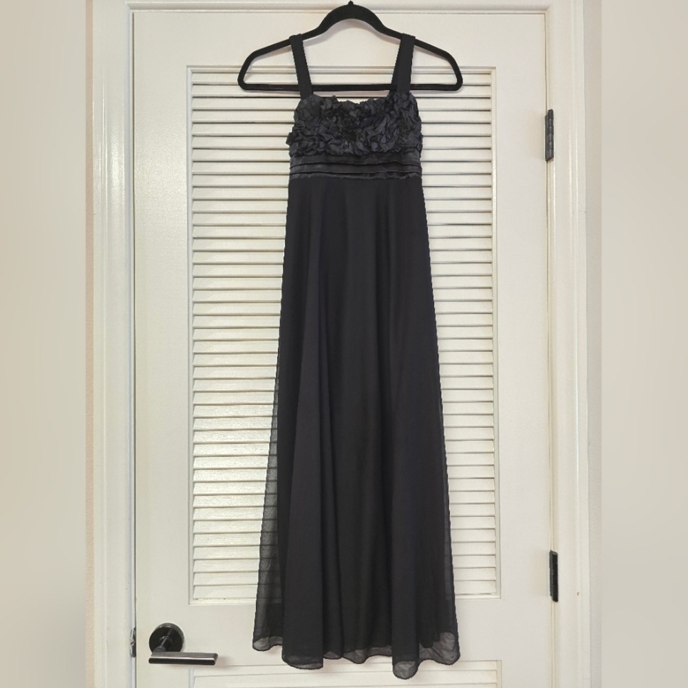 Ruby Rox - Girl's Black Ruffle Formal Evening Dress W Back Tie Bow & Lining